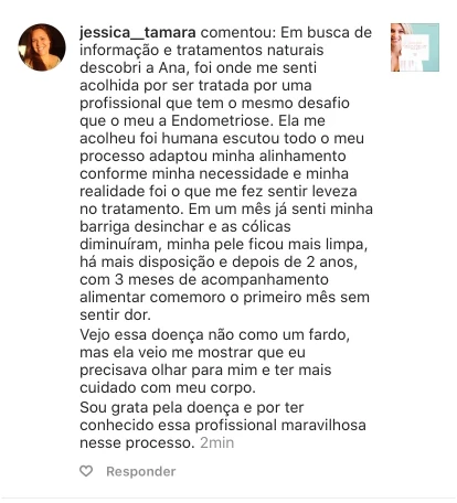 Imagens de depoimento sobre Tratamentos de Endometriose